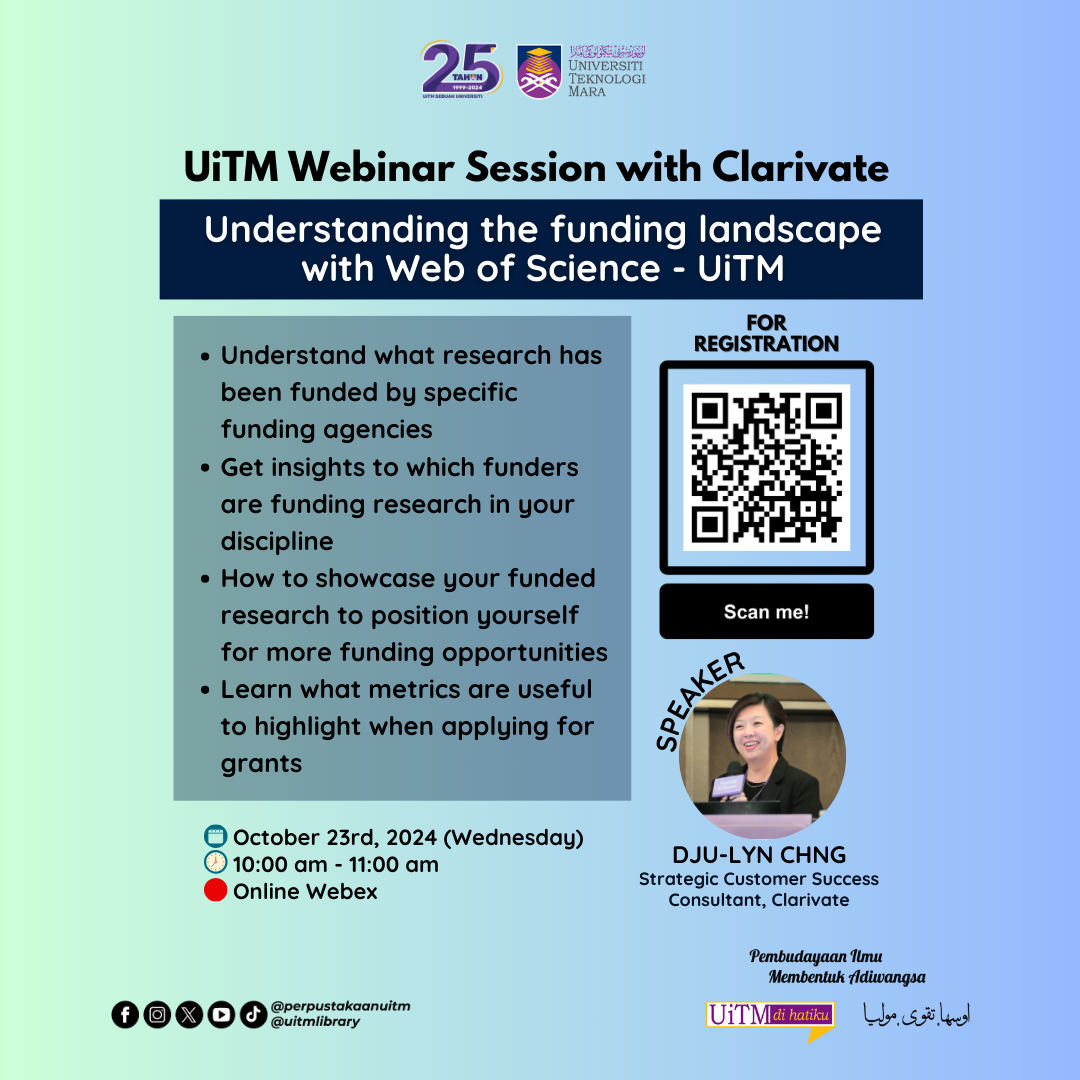 UiTM Webinar Session with Clarivate: Understanding the funding landscape with Web of Science - UiTM